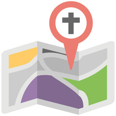 Church Location Pin Flat Colored Icon