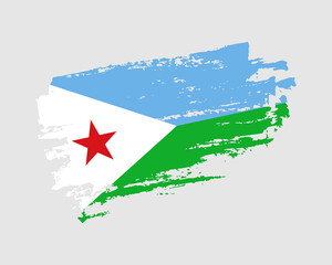 Hand painted Djibouti grunge brush style flag on solid background