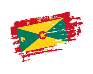 Hand painted Grenada grunge brush style flag on solid background