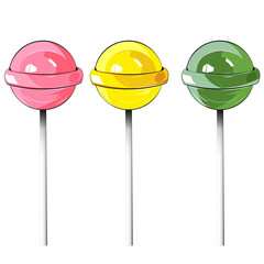 3 Lollipops. PNG with a transparent background