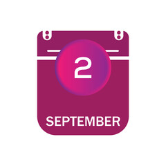 2 september, september calendar icon with date