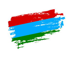 Hand painted Karelia grunge brush style flag on solid background
