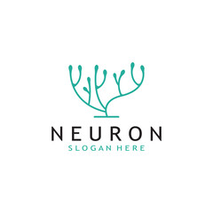 nerve cell logo or neuron logo with vector template