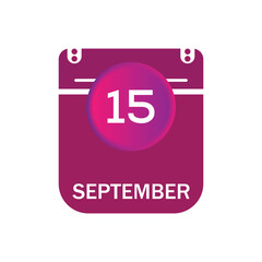 15 september, september calendar icon with date