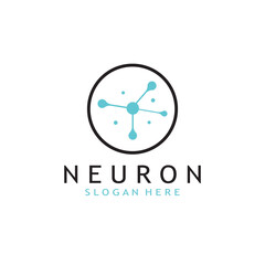 nerve cell logo or neuron logo with vector template