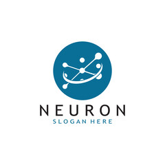 nerve cell logo or neuron logo with vector template