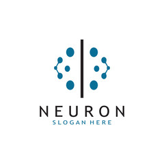 nerve cell logo or neuron logo with vector template