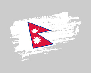 Hand painted Nepal grunge brush style flag on solid background