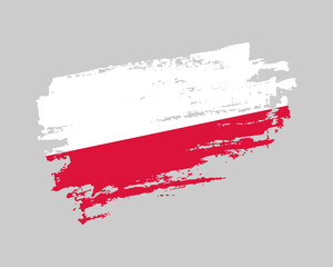 Hand painted Poland grunge brush style flag on solid background