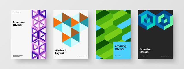 Modern cover vector design concept bundle. Minimalistic mosaic shapes poster layout collection.