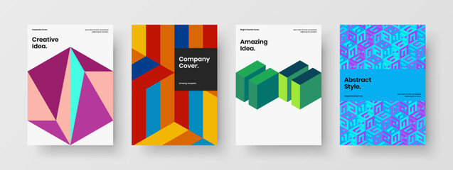 Amazing cover vector design template bundle. Clean geometric pattern flyer illustration composition.