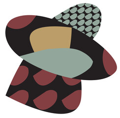 abstract element in black, green, red and yellow