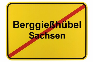 Illustration eines Ortsschildes von Berggießhübel in Sachsen