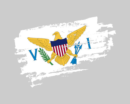 Hand painted United States Virgin Islands grunge brush style flag on solid background