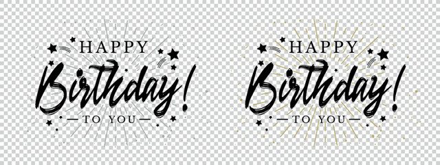 Happy Birthday Banner Set - Sparkle Vector Illustration Isolated On Transparent Background