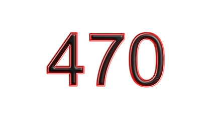 red 470 number 3d effect white background