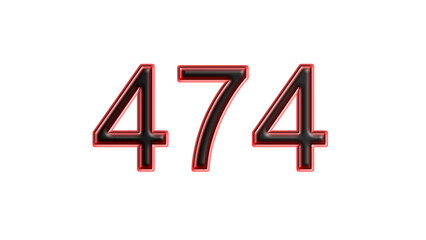 red 474 number 3d effect white background