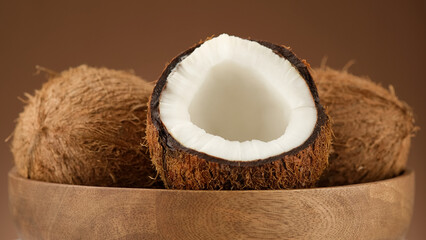 Coconuts. Whole and Broken coconuts