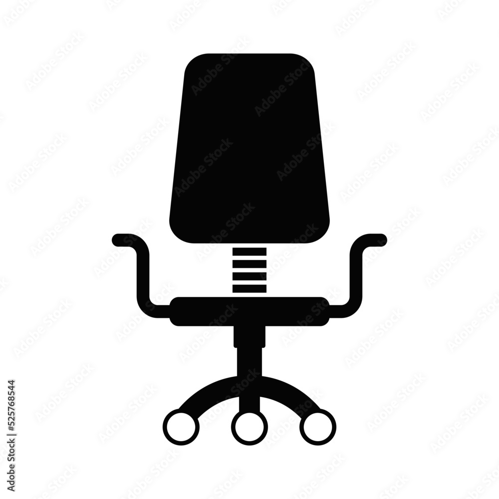 Wall mural chair icon in black flat glyph, filled style isolated on white background