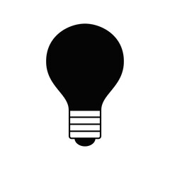 bulb icon in black flat glyph, filled style isolated on white background