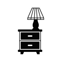Night stand with lamp icon in color, isolated on white background 