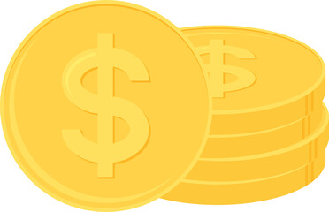 Stack of gold dollar coins. Business and finance concept. Flat design illustration.	