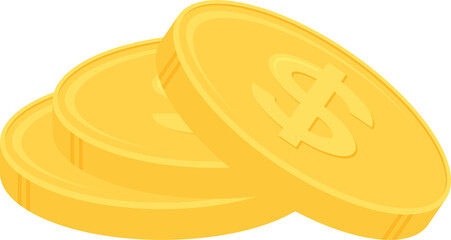 Stack of gold dollar coins. Business and finance concept. Flat design illustration.	