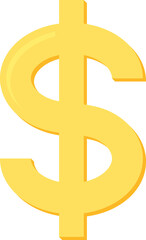 Flat design illustration of gold dollar sign. Business and finance concept.	