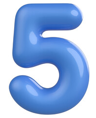 3d blue font number 5