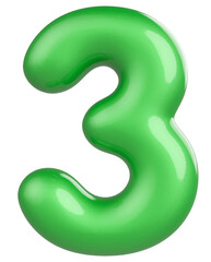 3d green font number 3