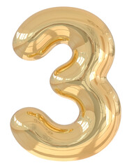 3d golden font number 3