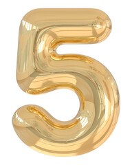 3d golden font number 5