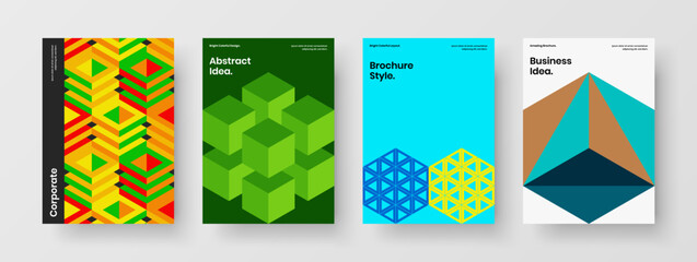 Modern leaflet vector design layout collection. Amazing mosaic pattern flyer concept set.