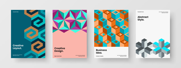 Fresh geometric shapes banner illustration bundle. Unique front page design vector concept composition.