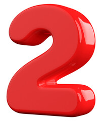 3d red number 2