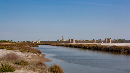 The salt flats of Aigues-Mortes in the Camargue, France