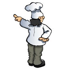 chef indicating direction for food