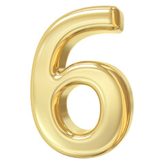3d golden font number 6