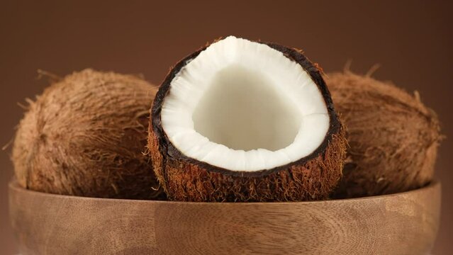 Coconuts. Whole and Broken coconuts