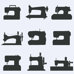Flat vector illustration of sew machine icon