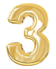 3d golden font number 3