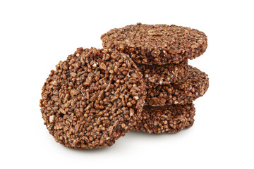 amaranth cookies with carob isolated on white background with full depth of field. Healthy food.