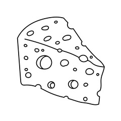 Piece of cheese. With holes. Editable outline stroke. Vector line icon.