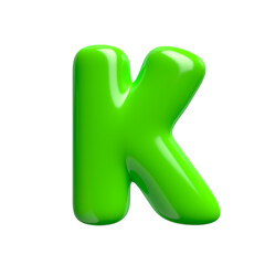 Green 3d font - Capital glossy 3d letter K