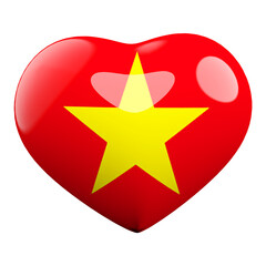 Vietnam flag heart 3d