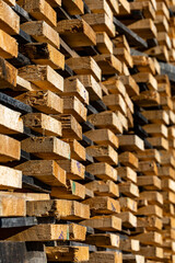 Umea, Sweden Stacked timber and planks in a lumber yard