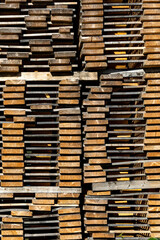 Umea, Sweden Stacked timber and planks in a lumber yard