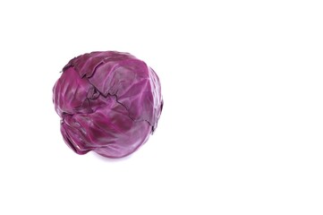 Obraz premium Raw Purple or Red Cabbage Isolated on White Background with Copy Space for Texts Writing