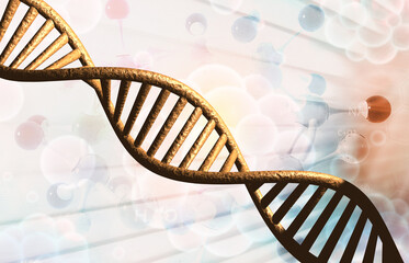 DNA strands with science background. 3d illustration..
