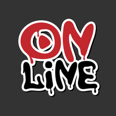 Online sticker for social media post. Vector hand drawn illustration design